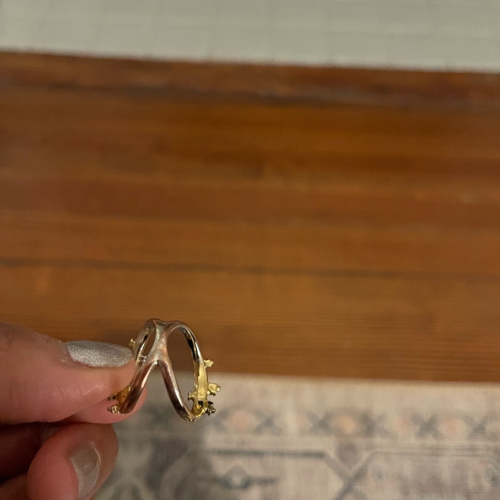 ALEXIS BITTAR Gold Satellite Double Banded Crystal Ring Size 7 - Picture 3 of 5